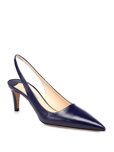 prada slingback blue|Prada slingback kitten heel.